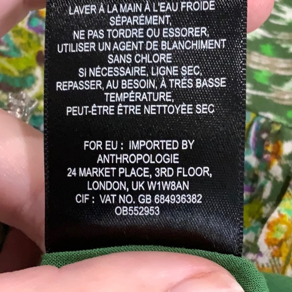 Anthropologie Floreat Green Pattern Angled Sleeve Dress B7 - Picture 10 of 11